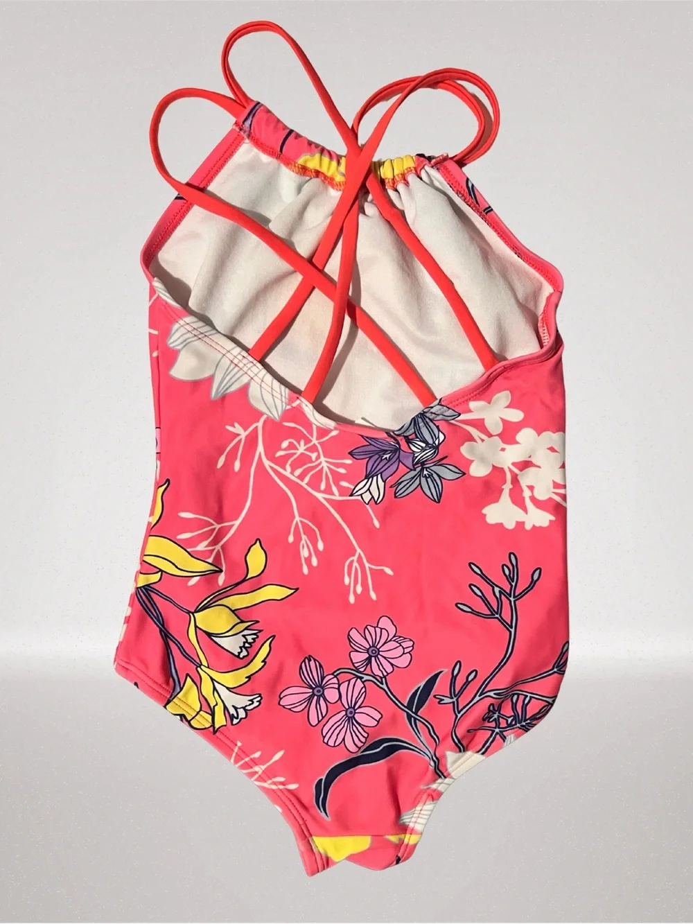 Kanu Surf Girls One Piece Swimsuit Size 6 Pink Floral Strappy Back